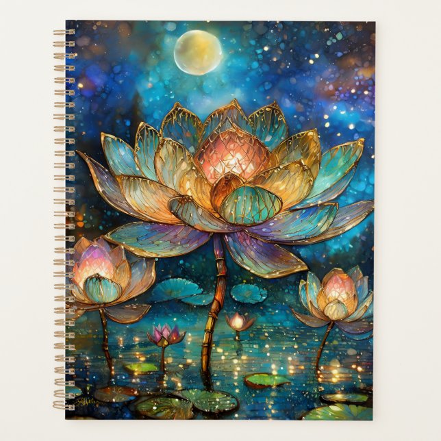 Lotus de verre tendu fleurit au clair de lune (Devant)
