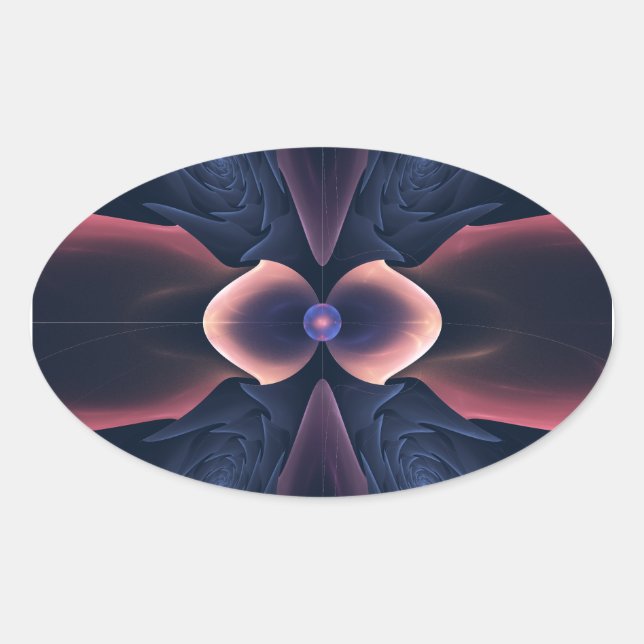 Lotus Digital Abstract Art Oval Sticker (Front)