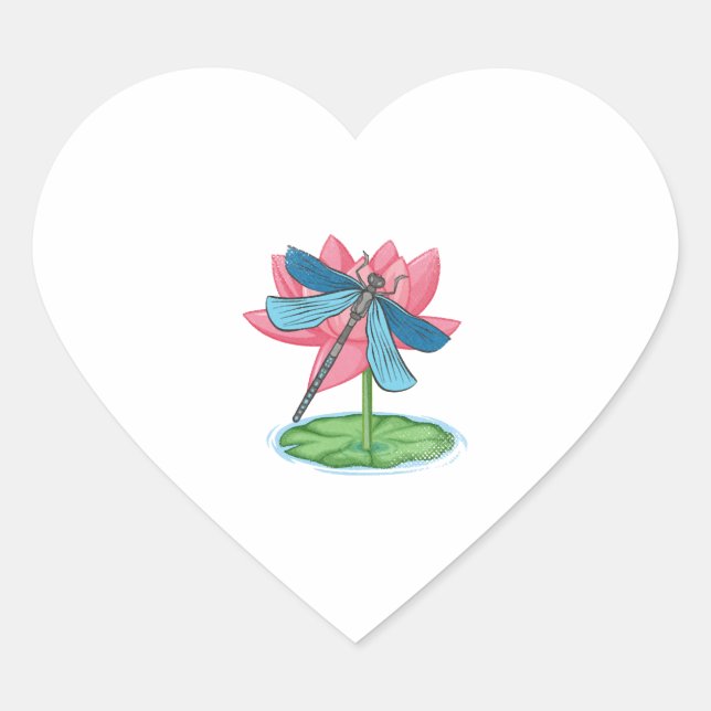 Lotus Dragonfly Heart Sticker (Front)
