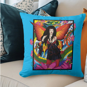 Lotus Fairy Chinese Water Dragon Throw Pillow