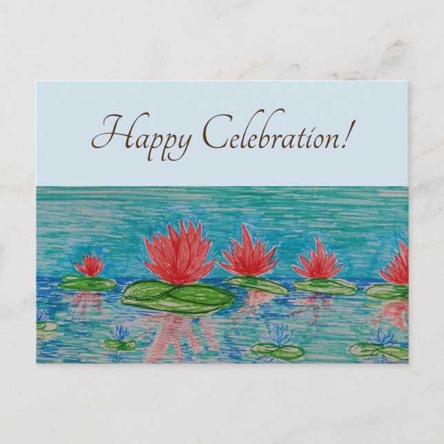 Lotus fleurs Dessin Carte postale (Devant)