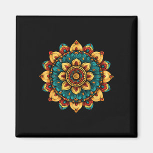 Lotus Floral Mandala Sacred Geometry Pattern Magnet