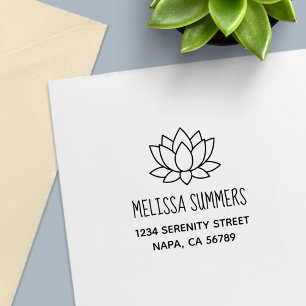 Lotus Flower Address Self-inking Stamp