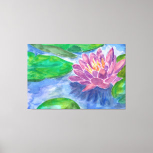 Lotus Flower and Green Plants Canvas Print