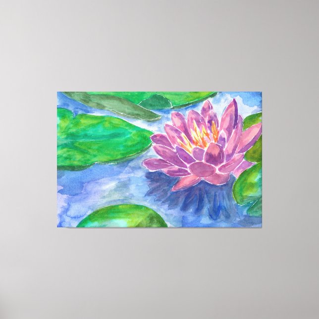 Lotus Flower and Green Plants Canvas Print (Front)