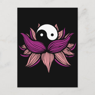Lotus Flower and Yin Yang Postcard