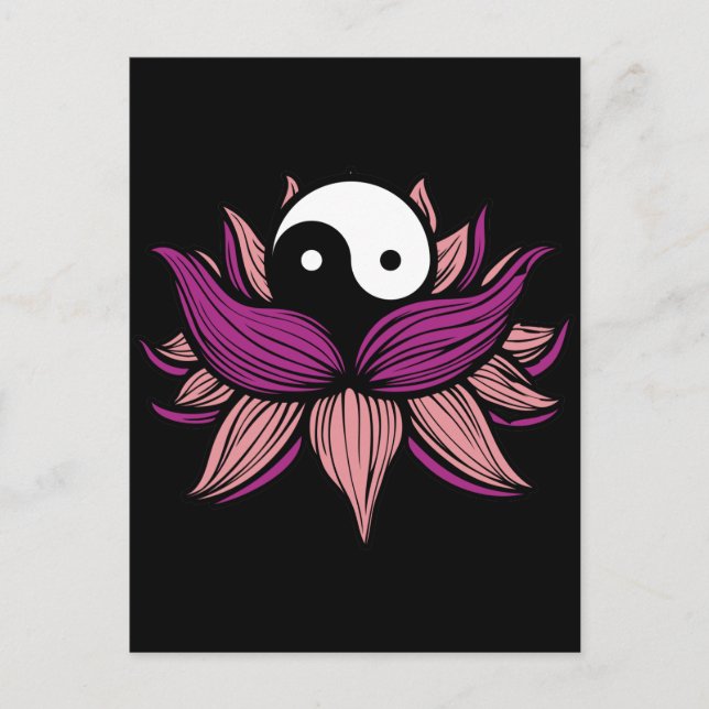 Lotus Flower and Yin Yang Postcard (Front)