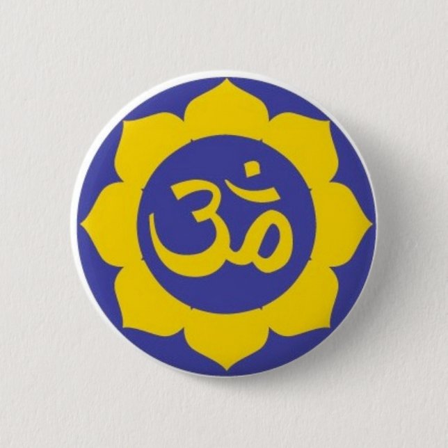 lotus flower - aum meditation 2 inch round button (Front)