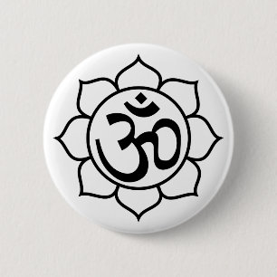 Lotus Flower Aum Symbol 2 Inch Round Button