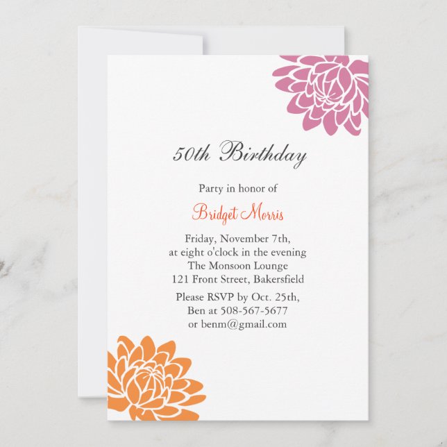 Lotus Flower Birthday Invitation (Front)