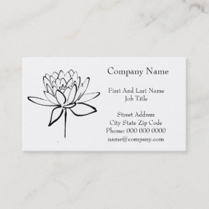 Lotus Flower Black and White Ink Drawing Art Business Card