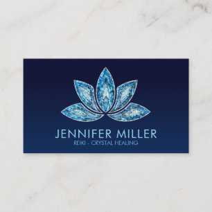 Lotus Flower - Blue Marble Geode Business Card
