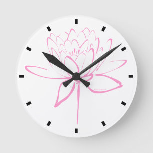 Lotus Flower Calligraphy Round Clock