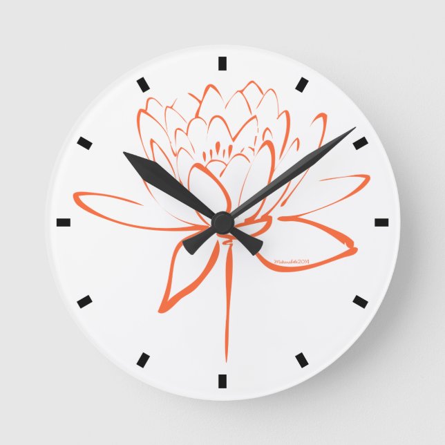 Lotus Flower Calligraphy Round Clock (Front)