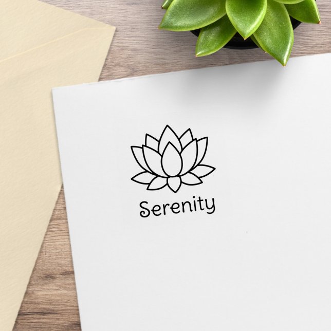Lotus Flower Custom Text 1x1 Rubber Stamp (Creator Uploaded)