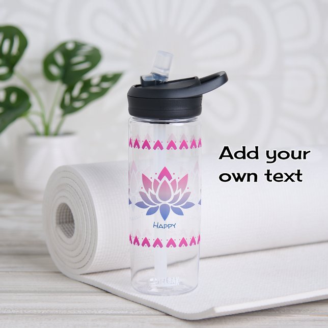 Lotus flower custom text water bottle (Creator Uploaded)
