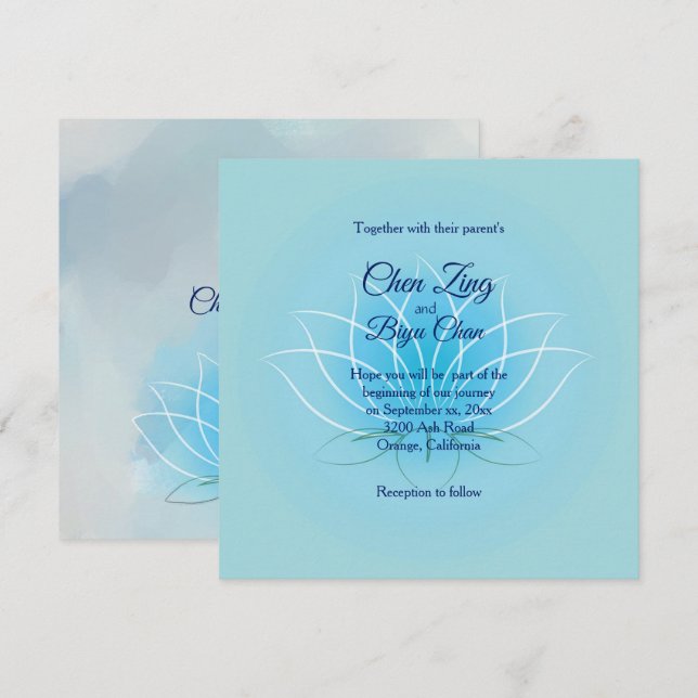 Lotus Flower Custom Wedding Invitation (Devant / Derrière)