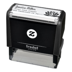 Lotus Flower Custom Yoga Return Address Self-inking Stamp