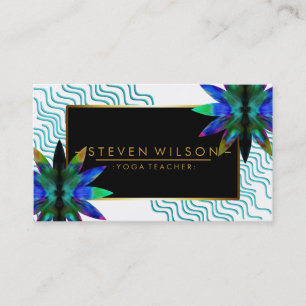 Lotus Flower Decorative Blue Yoga Holistic Health Business Card