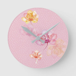 Lotus Flower Design Round Clock