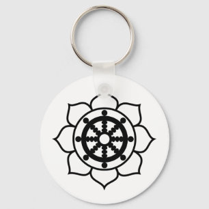Lotus Flower Dharma Wheel Keychain