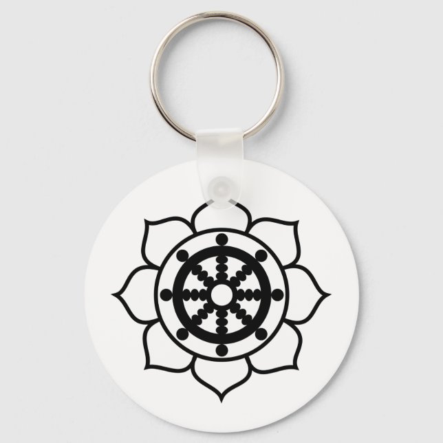 Lotus Flower Dharma Wheel Keychain (Front)