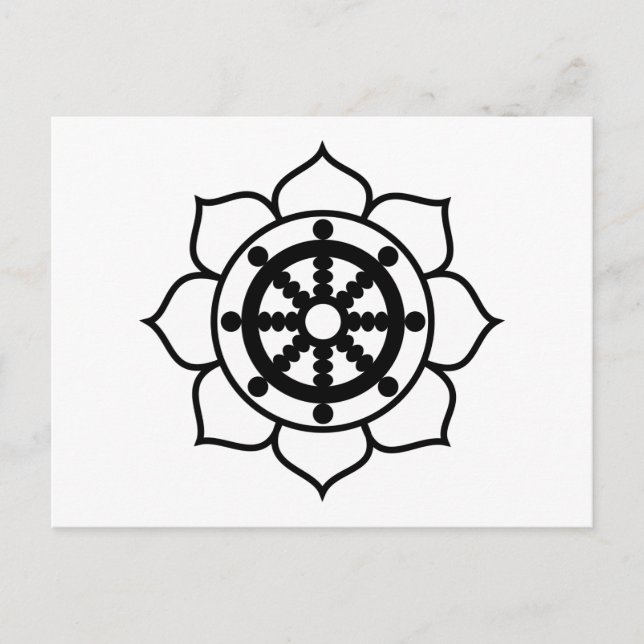 Lotus Flower Dharma Wheel Postcard (Front)