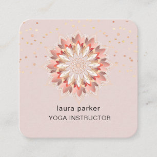 Lotus Flower Elegant Yoga Meditation Instructor  Square Business Card