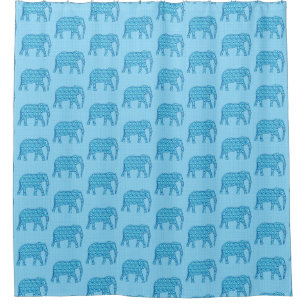Lotus Flower Elephant, Turquoise and White