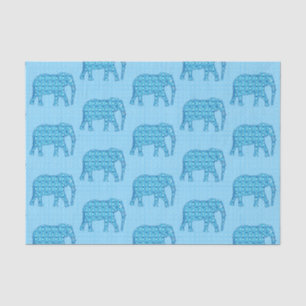 Lotus Flower Elephant, Turquoise and White Tissue Paper