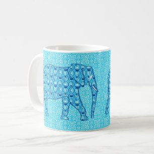 Lotus flower elephant - turquoise coffee mug