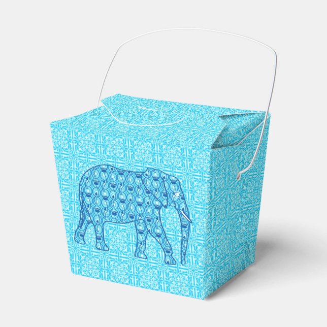 Lotus flower elephant - turquoise favor box (Front Side)