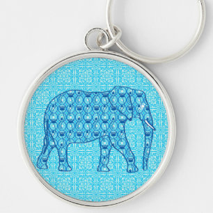 Lotus flower elephant - turquoise keychain