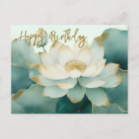 Lotus flower gold edges Happy Birthday