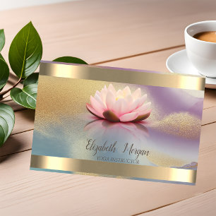 Lotus Flower Gold Stripe Colourful Yoga Business Card