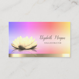 Lotus Flower Gold Stripe Yoga Instructor Business Card