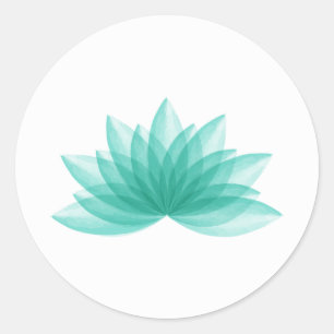 Lotus flower in teal colour classic round sticker