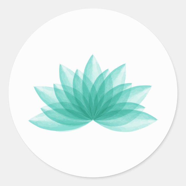 Lotus flower in teal colour classic round sticker (Front)
