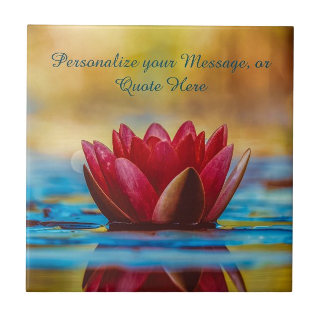Lotus Flower in Water Zen Meditation Personalize Tile (Front)