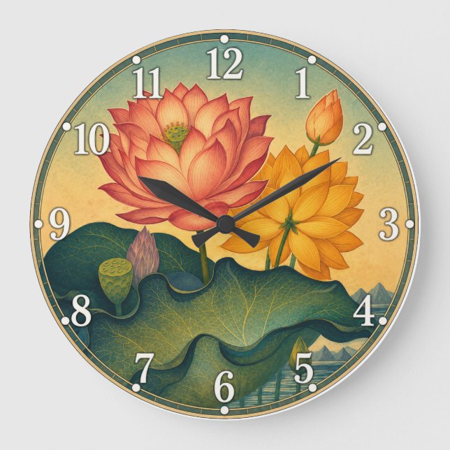 Lotus Flower Large Clock (Front)