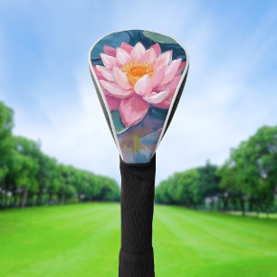 Lotus Flower Lily Pad Watercolor Golf Head Cover