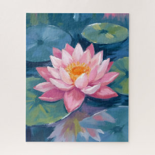 Lotus Flower Lily Pad Watercolor Jigsaw Puzzle