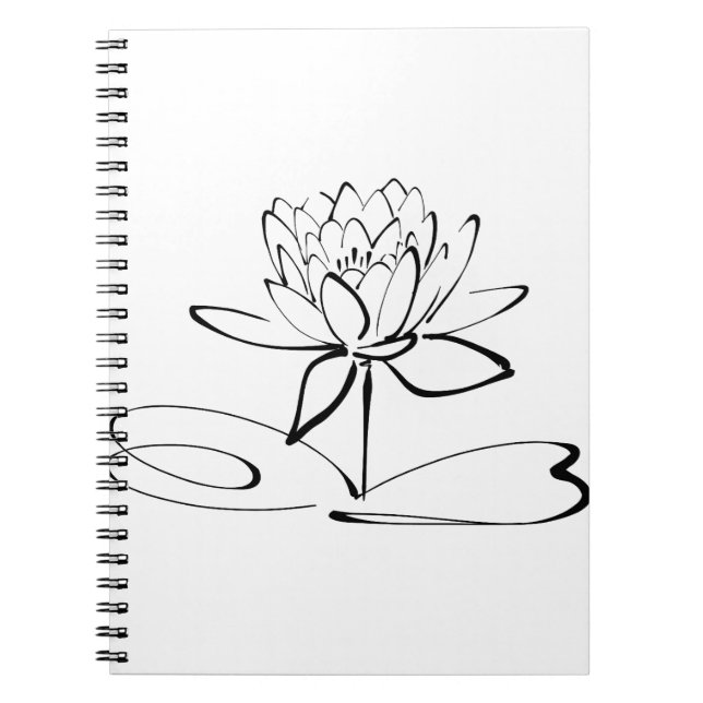 Lotus Flower Line Art Blossom Bloom Petal Notebook (Front)