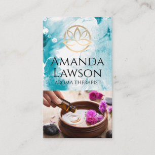 Lotus Flower Logo   Aroma Therapy Oils Business Card