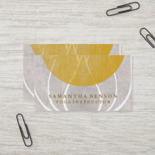 Lotus Flower Logo Yoga Instructor Gold Circle  Business Card
