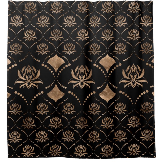 Lotus Flower Luxury ornament - black and gold (Front)