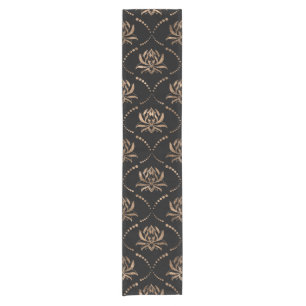 Lotus Flower Luxury pattern - black and gold Short Table Runner