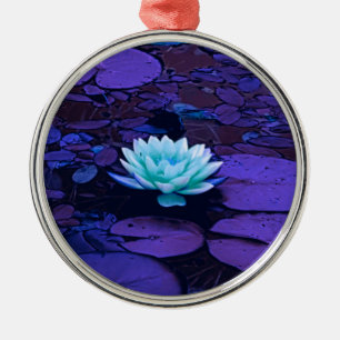 Lotus Flower Magical Purple Blue Turquoise Floral Metal Ornament