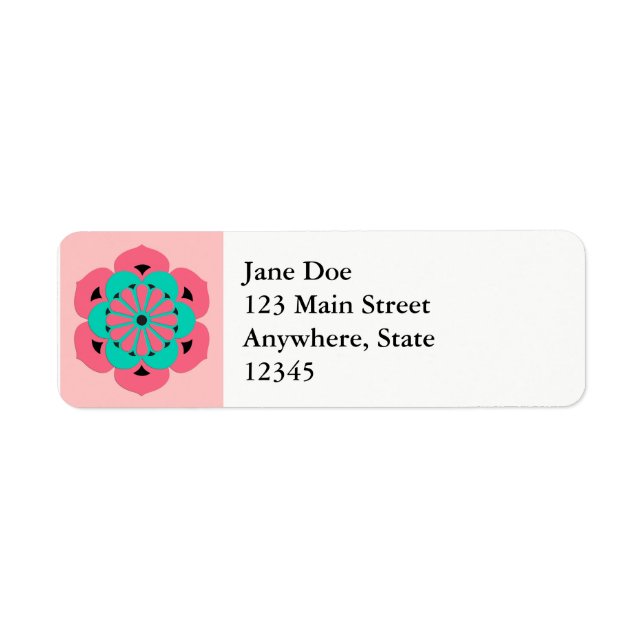 Lotus Flower Mandala, Coral rose et Turquoise (Devant)