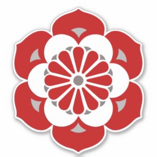 Lotus Flower Mandala, Dark Red, Grey and White